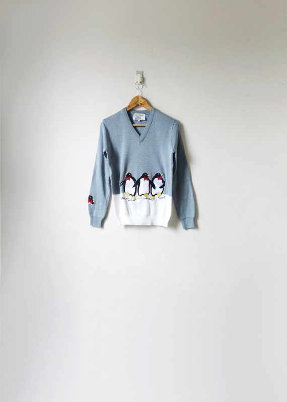 1960s Kitschy Penguins Sweater - Vintage Winter Ho