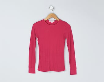 Vintage Y2k Felroze Waffle Knit Thermal - kleding jaren 2000, neon, geribbeld - S . dames