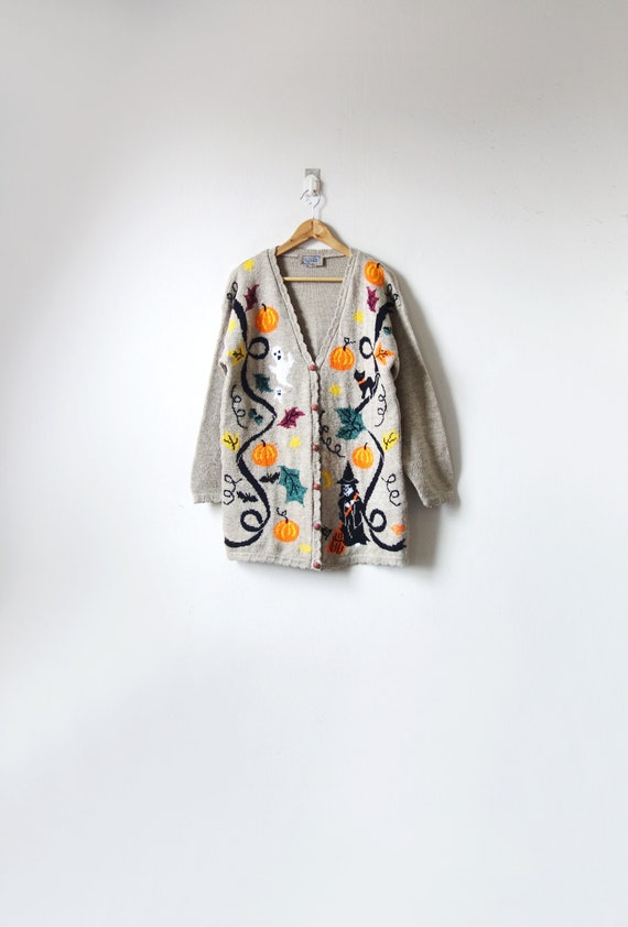 90s Halloween Cardigan - Vintage Halloween Sweater
