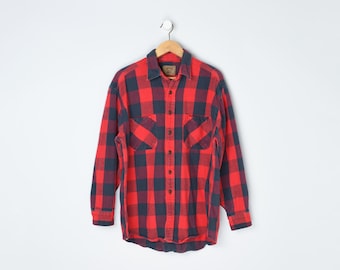 Vintage 2000s Heavy Red & Black Flannel Shirt - St John's Bay - Men's L Tall