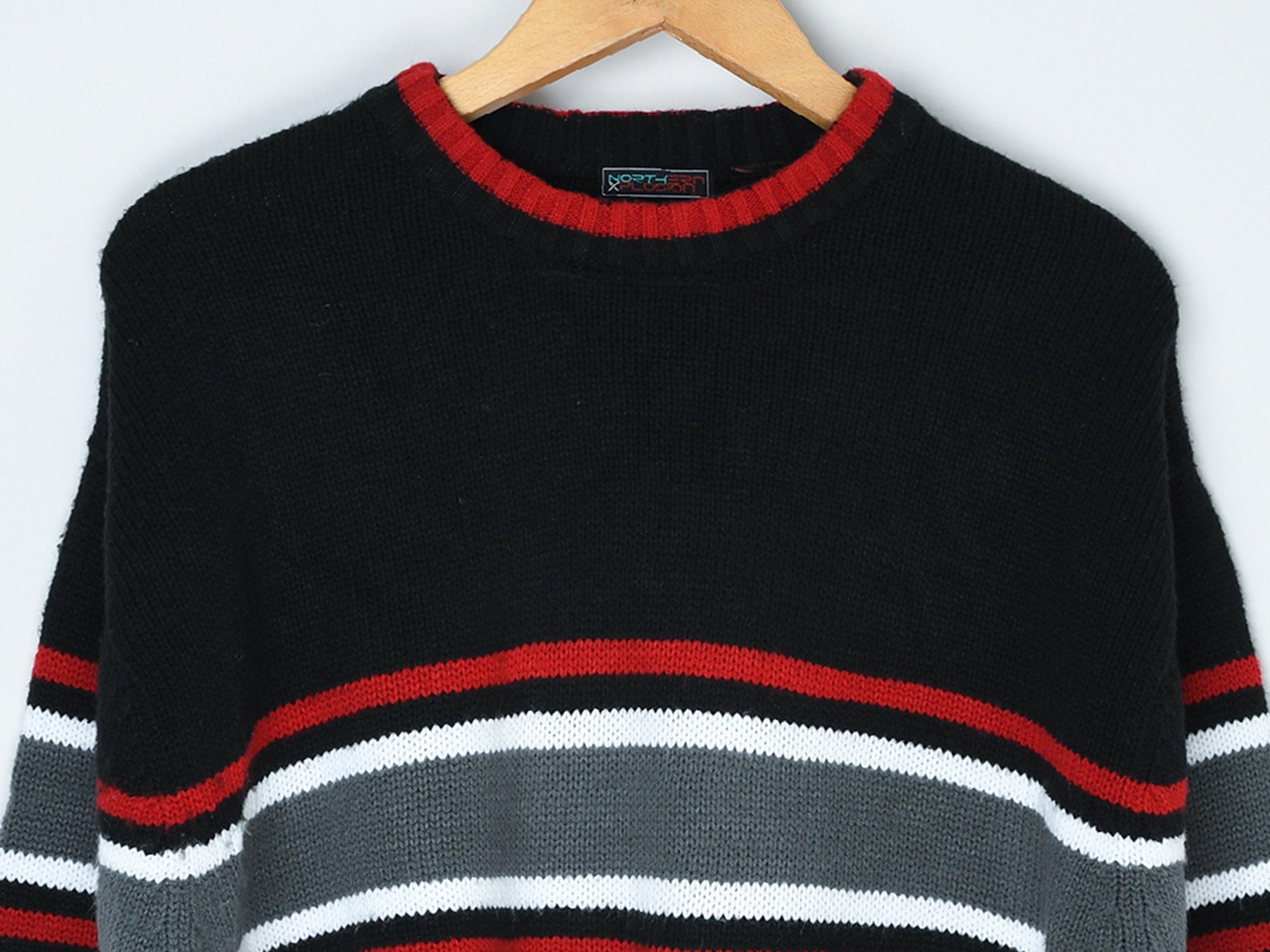 Vintage Y2k Red & Black Striped Sweater - 