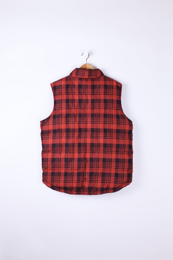 red plaid puffer vest