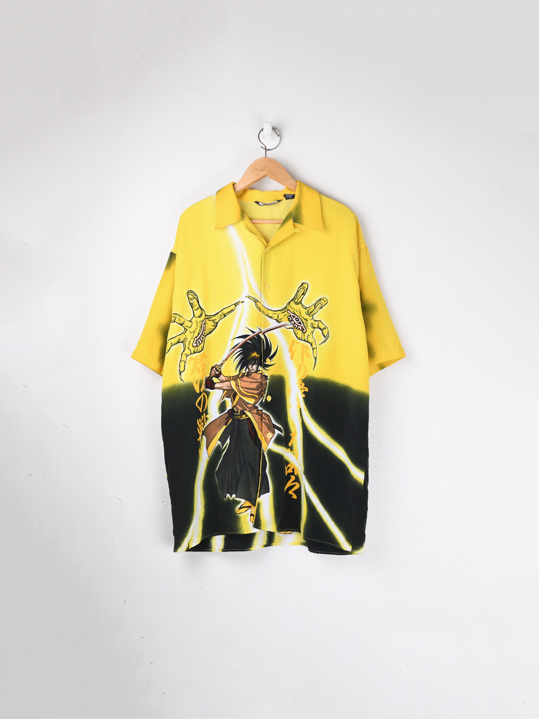 Buy XL  Y2k Yellow  Black Anime Graphic Shortsleeve Online in India   Etsy