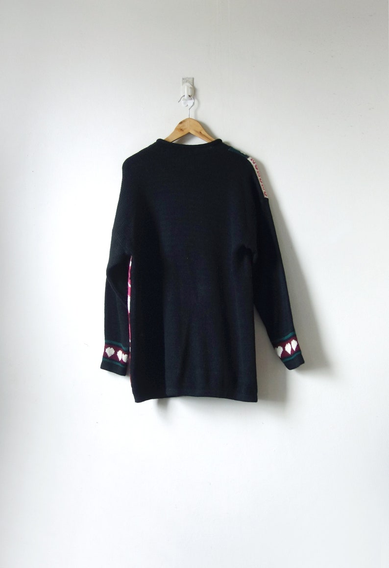 Oversize Sweater 80s Pink /& Purple Flowers and Patterns Sweater Women/'s M Big 80s Sweater