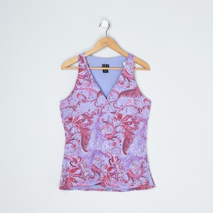 Vintage Y2k Light Purple Paisley Printed Top - 2000s clothing, I.N.C., faux wrap, psychedelic - Women&#39;s L