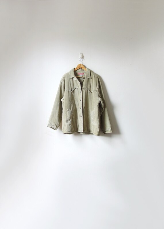 90s Beige Fleece-Lined Corduroy Field Jacket - Vin