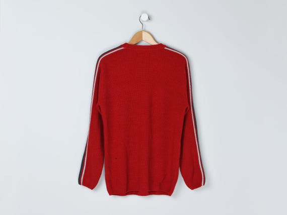 Vintage Y2k Red & Gray Striped Sweater - 2000s, Skater