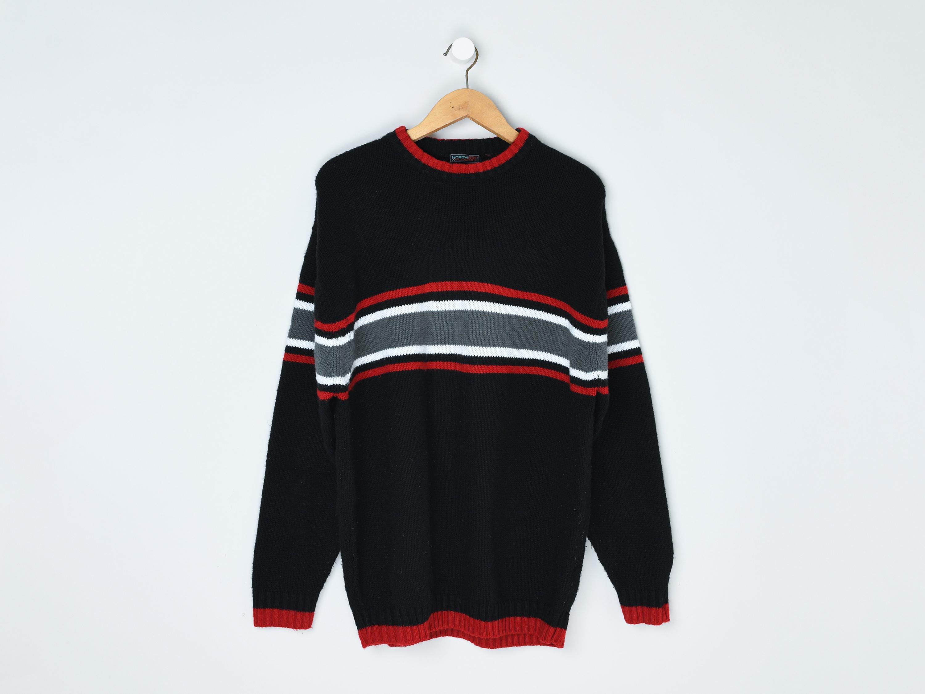 Vintage Y2k Red & Black Striped Sweater - 