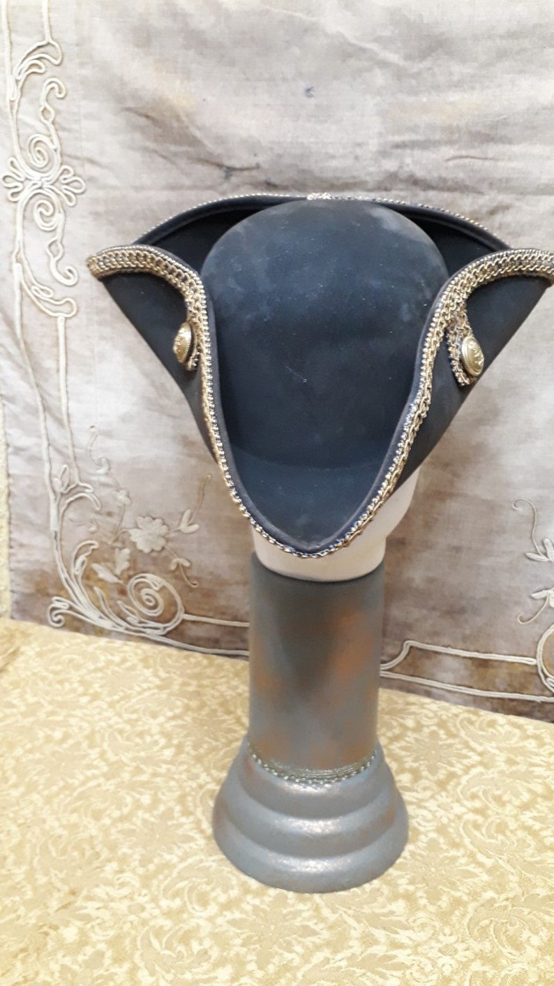 FREE SHIPPING Officer Sam Tricorn Hat Gorgeous sturdy Historic looking Film Quality authentic look reenactment vintage naval brass buttons