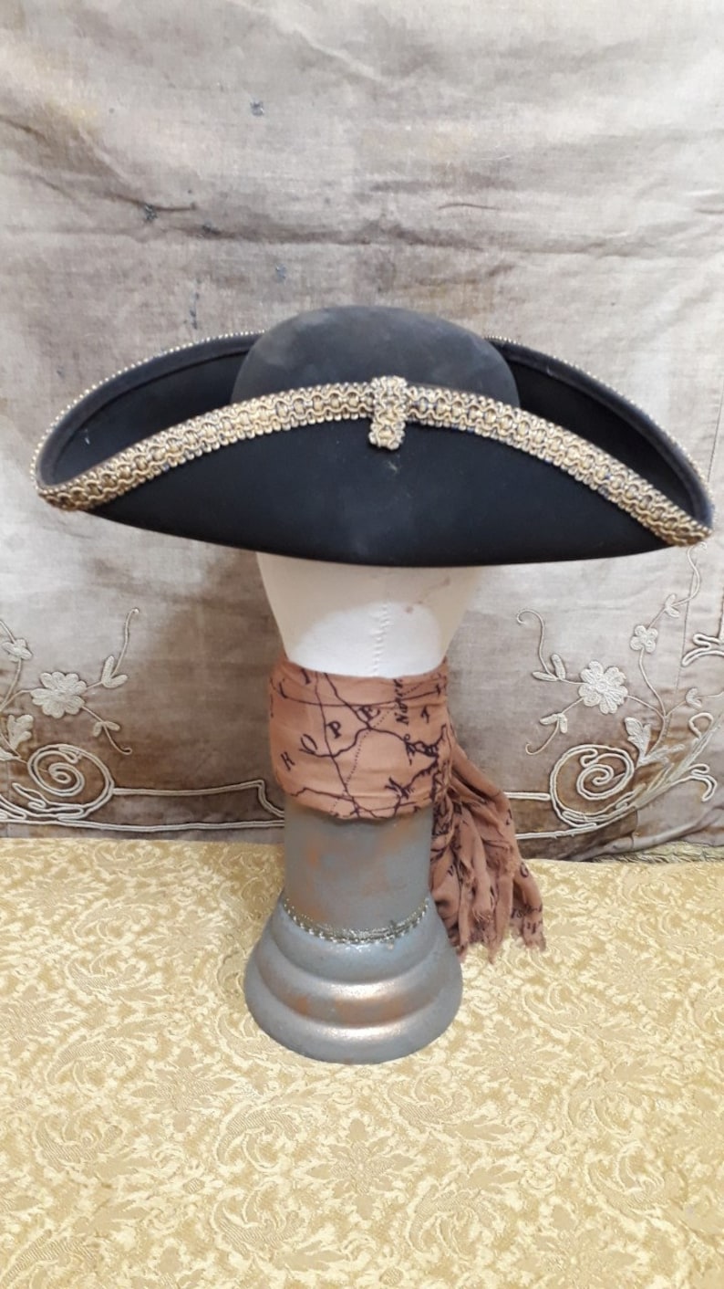 FREE SHIPPING Officer Sam Tricorn Hat Gorgeous sturdy Historic looking Film Quality authentic look reenactment vintage naval brass buttons