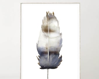 Feathers Watercolor Print Boho Home Decor Feather Print Wall Art Modern Art Office Decor Watercolor Feather Wall Decor Rustic Home Decor