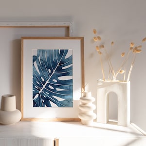 Monstera Print Monstera deliciosa Watercolor Print Botanical Print Boho Wall Decor Monstera Leaf Print Coastal Wall Art Tropical Leaf Print