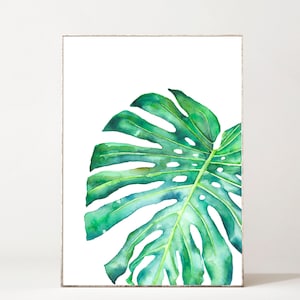 Monstera Print Botanical Print Boho Wall Decor Watercolor Print Tropical Leaf Print Monstera Leaf Botanical Wall Art Coastal Wall Art Giclee