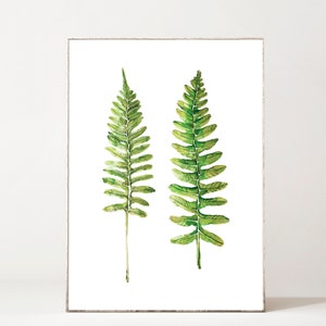 Botanical Print Fern Watercolor Print Boho Wall Decor Botanical Illustration Wall Art Green Watercolor Leaves Fern Print Botanical Poster