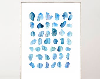 Abstract Watercolor Print Abstract Art Print Blue Watercolor Modern Art Minimalist Modern Wall Art Blue Watercolor Painting Watercolor Spots