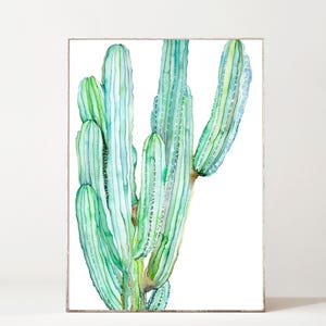 Cactus Print Watercolor Print Botanical Print Cactus Decor Boho Wall Decor Green Plants Botanical Poster Watercolor Cactus Painting image 1