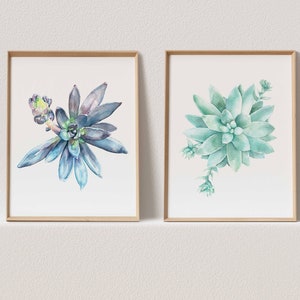 Set of Two Prints Succulent Print Botanical Print Set Watercolor Print Diptych 2 Piece Wall Art Prints Succulent Wall Art Cactus Print