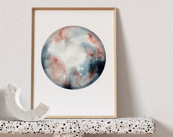 Celestial Watercolor Full Moon Decor Moon Art Moon Print Watercolor Print Alchemy Wall Art Moon Phase Mindfullness Gift Moon Phase Art