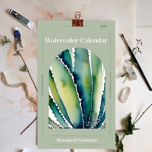 2024 Wall Calendar 2024 Calendar Watercolor Calendar Monthly Calendar 12 Month Calendar Desert Art Cactus Paintings Plants