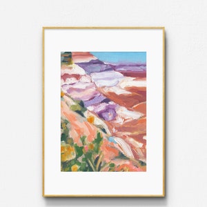 Desert Landscape Canvas Print Pink and Green Print Oil Painting Desert Print Southwestern Decor Cactus Wall Art Prints Boho Wall Decor