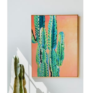 Saguaro Cactus Canvas Print Cactus Print Oil Painting Desert Print Southwestern Decor Cactus Wall Art Prints Boho Wall Decor Cactus Painting