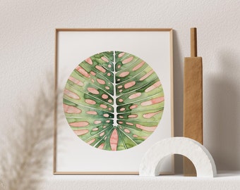 Monstera Print Botanical Print Boho Wall Decor Monstera Leaf Watercolor Print Tropical Leaf Print Tropical Leaves Botanical Wall Art Giclee