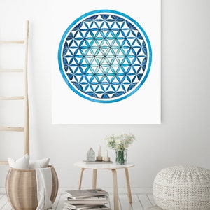Flower of Life Sacred Geometry Print Boho Wall Decor Watercolor Print ...