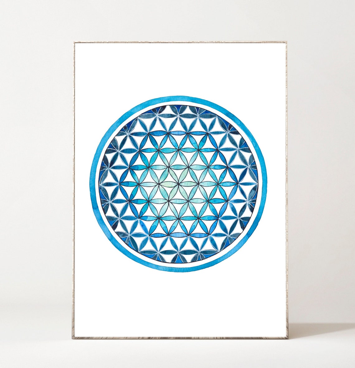 Flower of Life Sacred Geometry Print Boho Wall Decor Watercolor Print ...