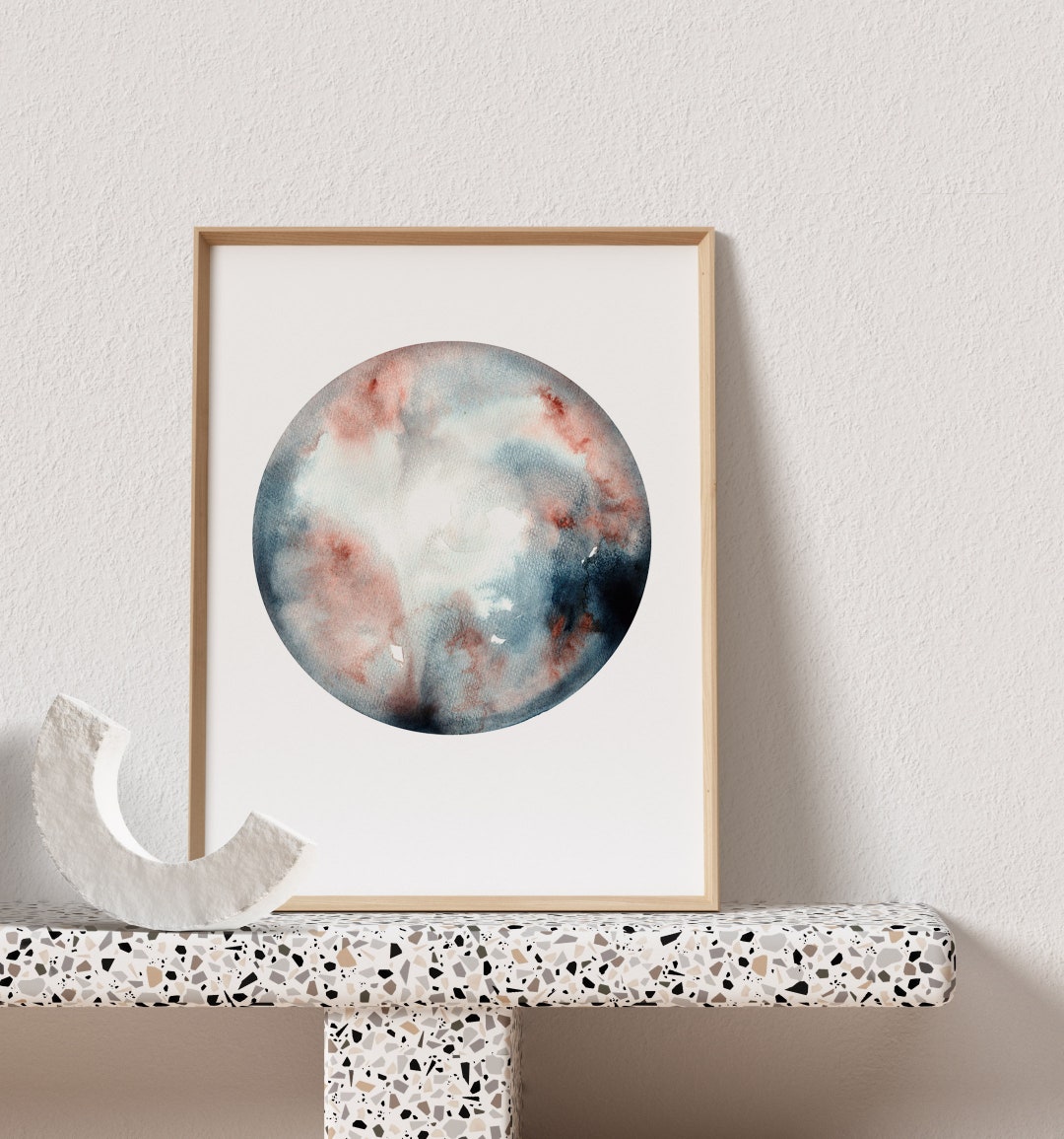 Celestial Watercolor Full Moon Decor Moon Art Moon Print Watercolor ...
