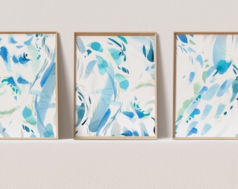 3 Piece Wall Art Set of 3 Prints Abstract Art Watercolor Print Set of 3 Wall Art Triptych Wall Art Gallery Wall Set Giclee Print Boho Home