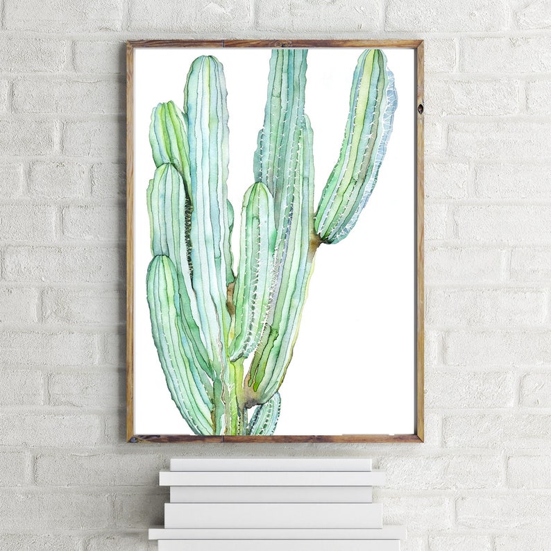 Cactus Print Watercolor Print Botanical Print Cactus Decor Boho Wall Decor Green Plants Botanical Poster Watercolor Cactus Painting image 3