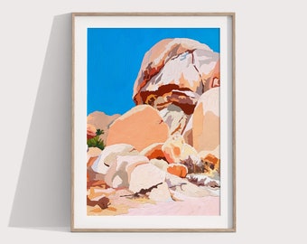 Joshua Tree Print Desert Landscape Print Canvas Print Desert Oil Painting Desert Wall Art Desert Prints Boho Wall Decor Cactus Painting