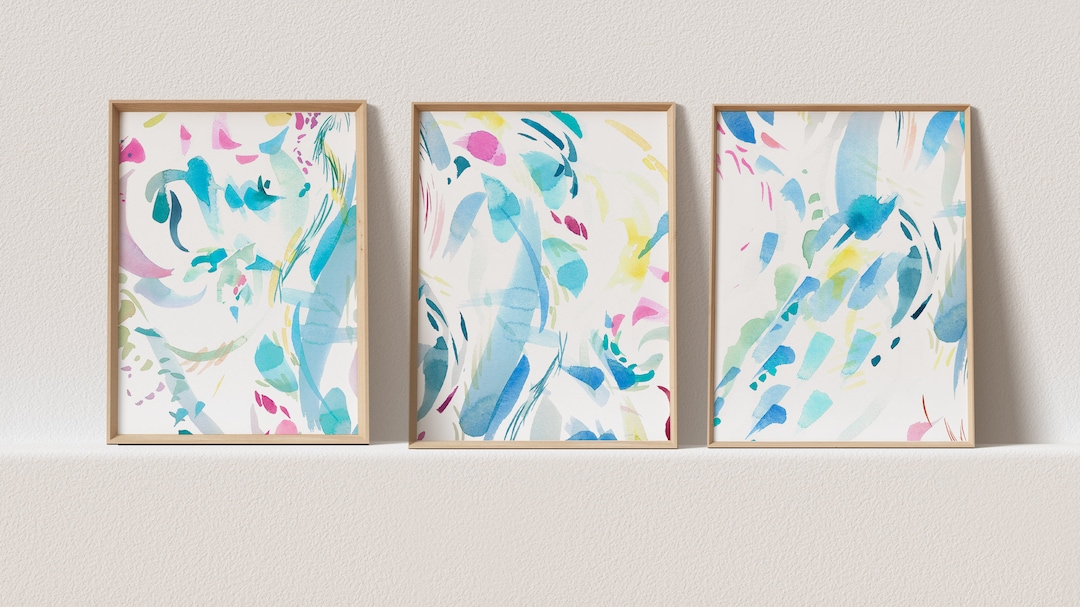 3 Piece Wall Art Set of 3 Prints Abstract Art Watercolor Print Set of 3 ...
