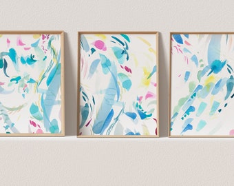 3 Piece Wall Art Set of 3 Prints Abstract Art Watercolor Print Set of 3 Wall Art Triptych Wall Art Gallery Wall Set Giclee Print Boho Home