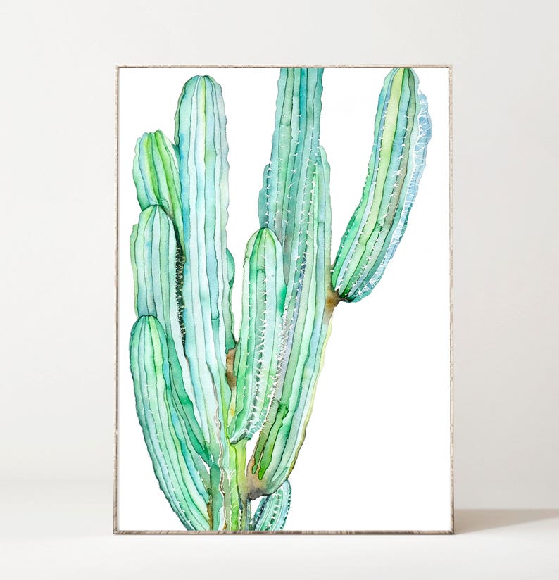 Cactus Print Watercolor Print Botanical Print Cactus Decor Boho Wall Decor Green Plants Botanical Poster Watercolor Cactus Painting image 1