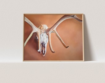 Desert Skull Print Giclee Print Desert Wall Art Print New Mexico Elk Skull Cowboy Art Print Southwestern Decor Boho Wall Art