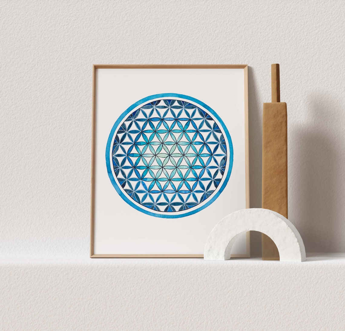 Flower of Life Sacred Geometry Print Boho Wall Decor Watercolor Print ...