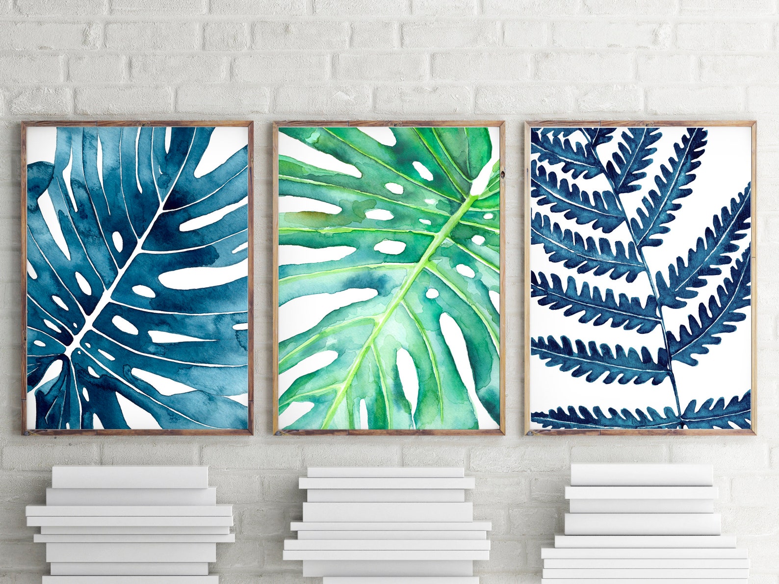 Botanical Print Set 3 Piece Wall Art Monstera Print Tropical Leaf Print ...
