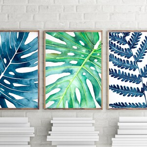 Botanical Print Set 3 Piece Wall Art Monstera Print Tropical Leaf Print ...
