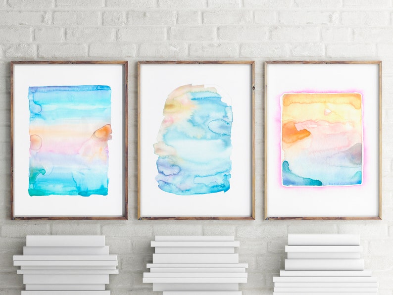 Gallery Wall Set 3 Piece Wall Art Abstract Watercolor Print Set of 3 ...