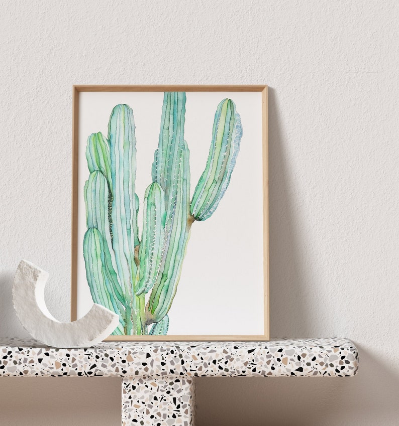 Cactus Print Watercolor Print Botanical Print Cactus Decor Boho Wall Decor Green Plants Botanical Poster Watercolor Cactus Painting image 2