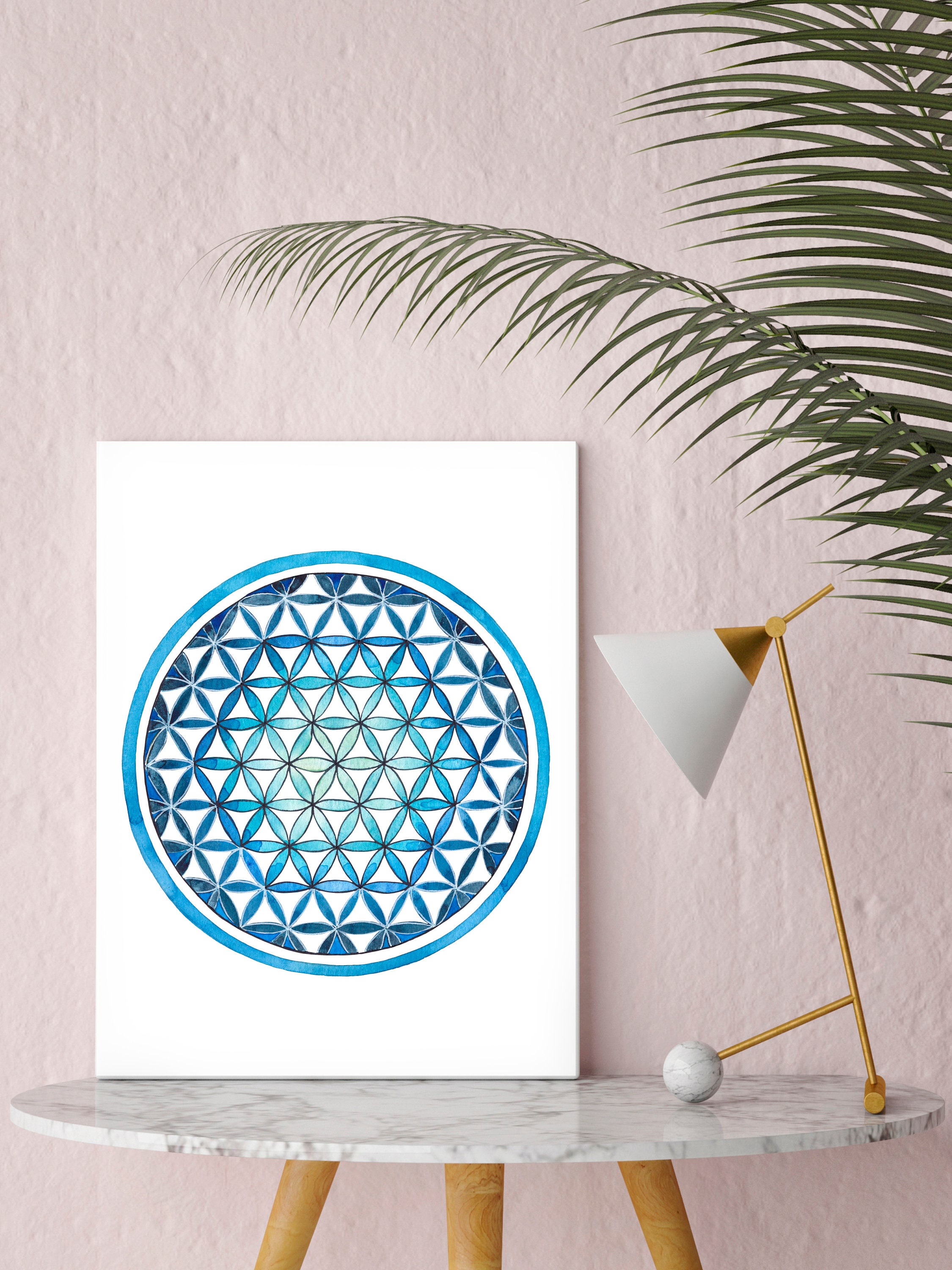 Flower of Life Sacred Geometry Print Boho Wall Decor Watercolor Print ...