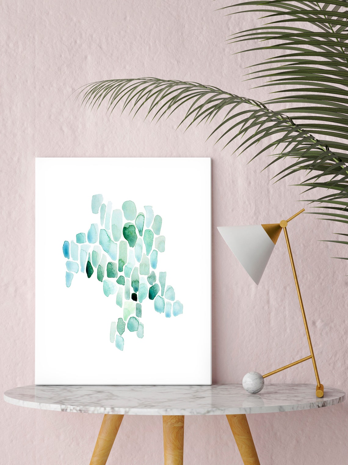 Coastal Wall Art Sea Glass Wall Art Abstract Watercolor Print Etsy
