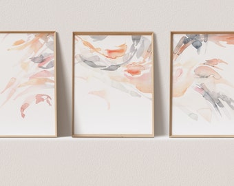 3 Piece Wall Art Abstract Art Set of 3 Prints Triptych Wall Art Set Of 3 Wall Art Print Abstract WAtercolor Print Sets Gallery Wall Set