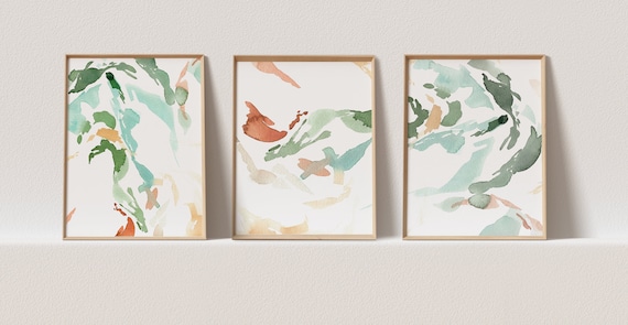 3 Piece Wall Art Set of 3 Prints Abstract Art Watercolor Print - Etsy