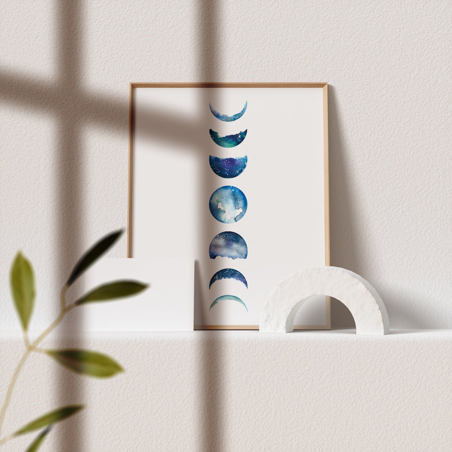 Moon Phase Print Moon Phases Wall Art Watercolor Print Boho Wall Decor ...