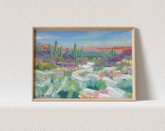 Desert Landscape Wall Art Prints Saguaro National Park Landscape print abstract Landscape painting Cactus Art Arizona Desert