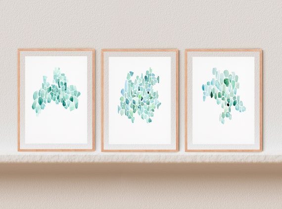 3 Piece Wall Art Gallery Wall Set of 3 Prints Abstract Watercolor Print Set of 3 Coastal Wall Art Watercolor Print Triptych Wall Art Giclee