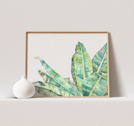 Banana Leaf Print Tropical Leaf Print Boho Wall Decor Botanical Print Watercolor Print Coastal Wall Decor Plant Painting Watercolor Painting
