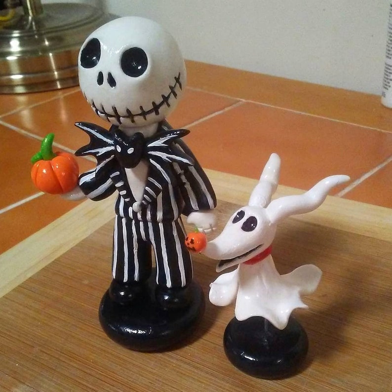 Handmade Jack Skellington polymer clay figurine from Nightmare Etsy